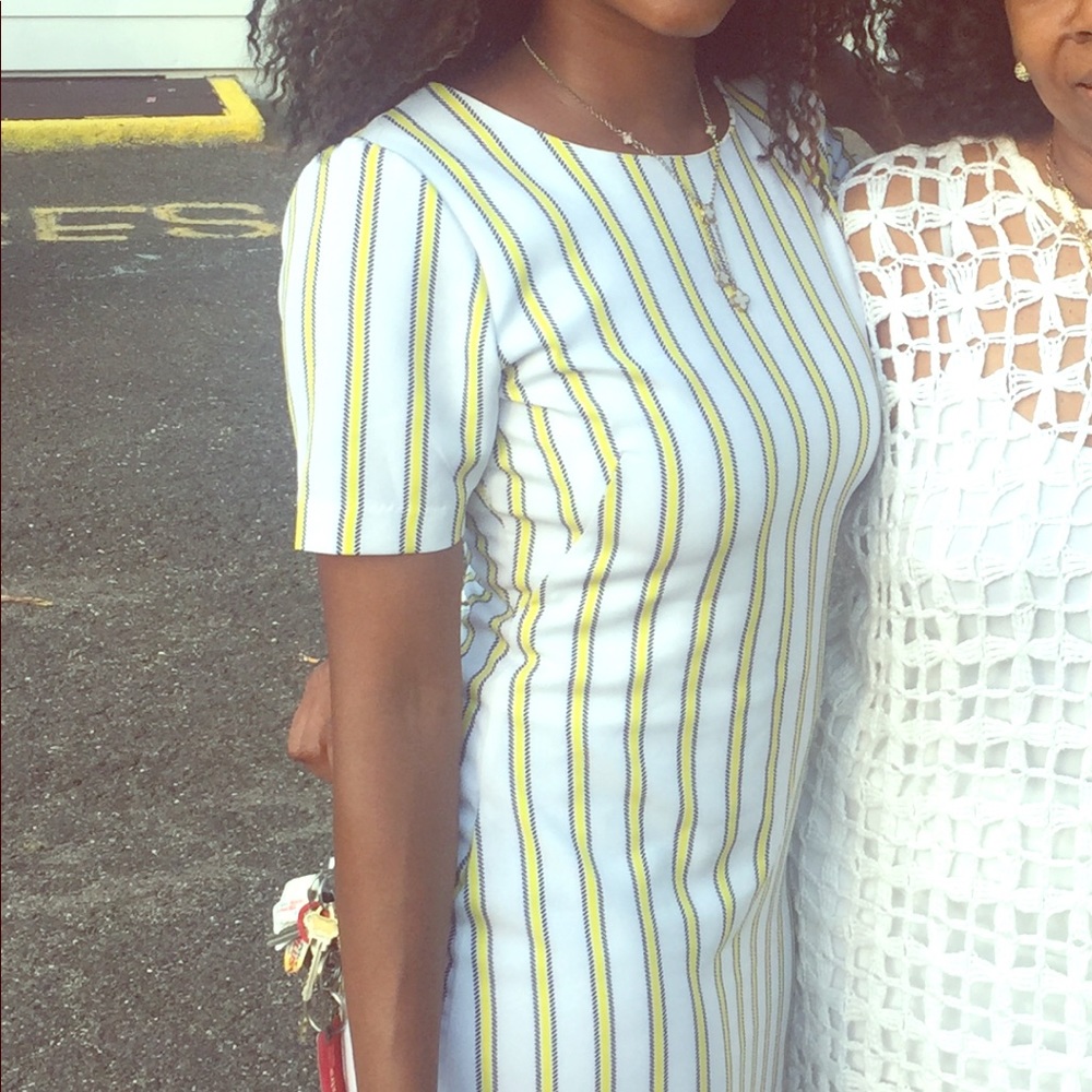 Classic stripe knee length dress